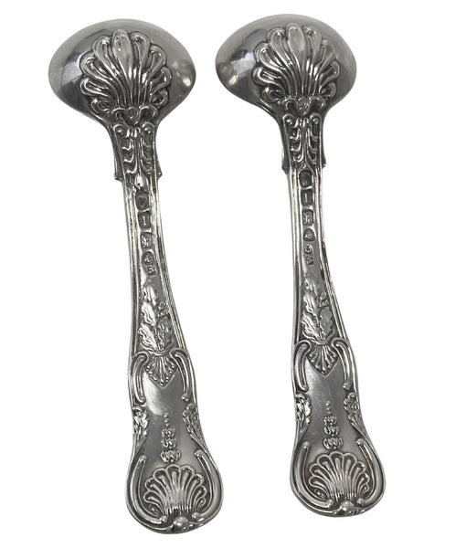 Pair Georgian Silver Kings Honseysuckle Salt Spoons 1826 Chawner