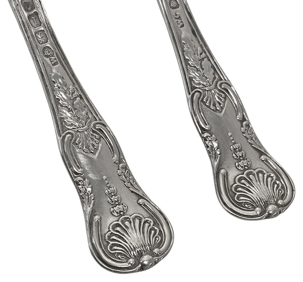 Pair Georgian Silver Kings Honseysuckle Salt Spoons 1826 Chawner