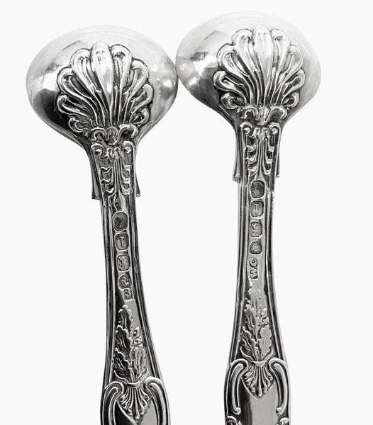 Pair Georgian Silver Kings Honseysuckle Salt Spoons 1826 Chawner