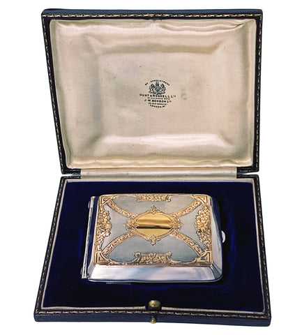 American Gold and Sterling Silver Cigarette Fraternity Box, Watrous C.1920