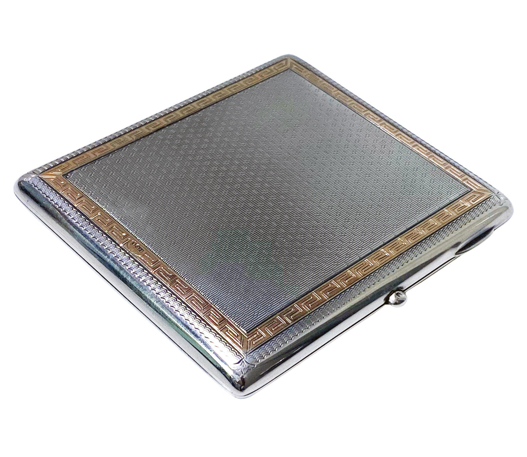 art deco cigarette case uk Sterling Silver With Green Enamel Guilloche Sunburst Ray Manufactured by American silversmith Napier Art Deco Sterling and Gold