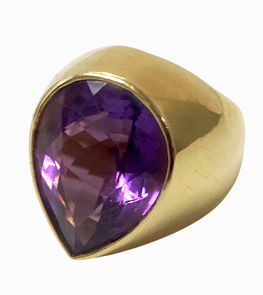 Handmade 1970’s French 18K large Amethyst Ring