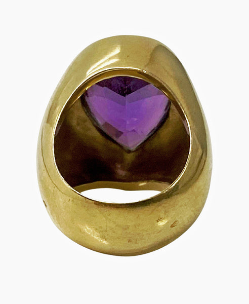 Handmade 1970’s French 18K large Amethyst Ring