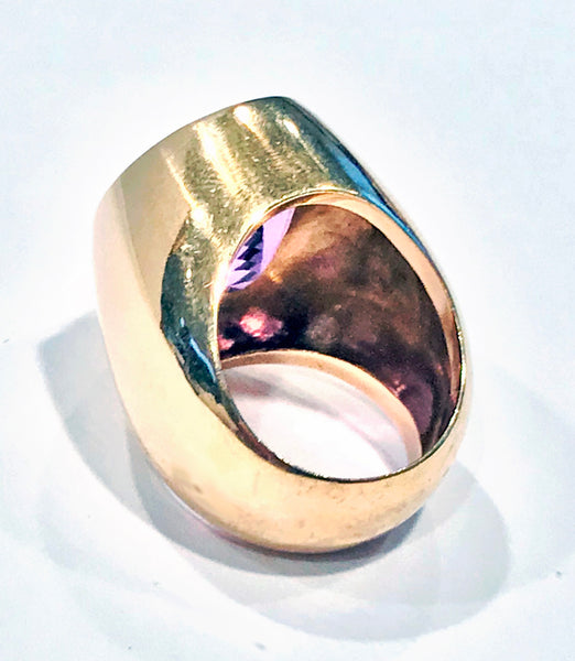 Handmade 1970’s French 18K large Amethyst Ring