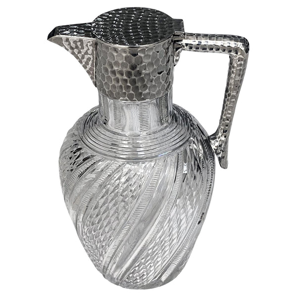 Antique English Sterling Silver and Glass Claret Jug John Grinsell 1896