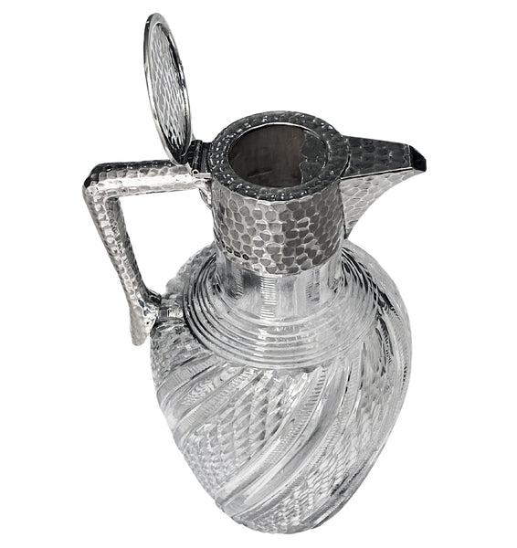 Antique English Sterling Silver and Glass Claret Jug John Grinsell 1896