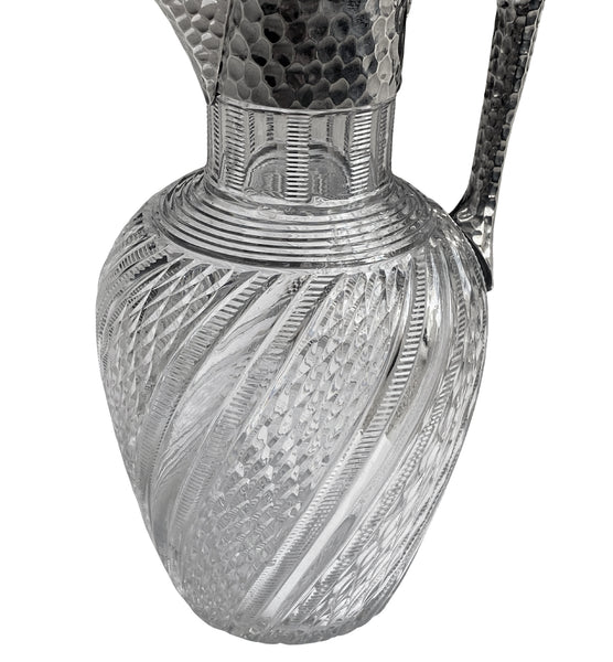 Antique English Sterling Silver and Glass Claret Jug John Grinsell 1896