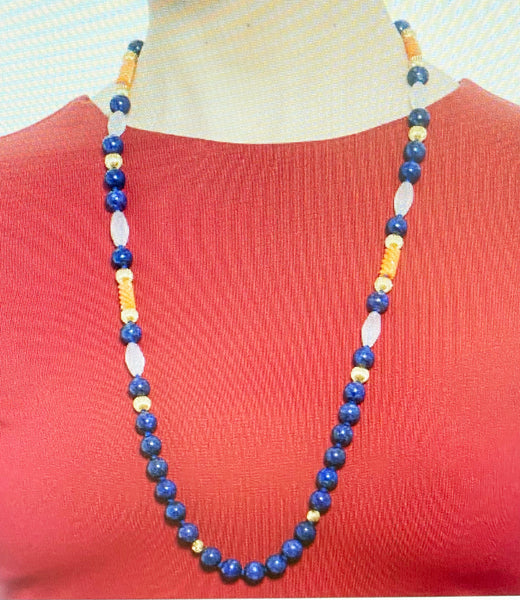 Lapis Lazuli, Rock Crystal, and 14K Gold Necklace