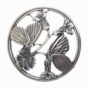 Georg Jensen Sterling Silver Butterfly and stylized Flowers Brooch C.1940