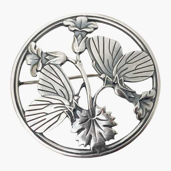 Georg Jensen Sterling Silver Butterfly and stylized Flowers Brooch C.1940