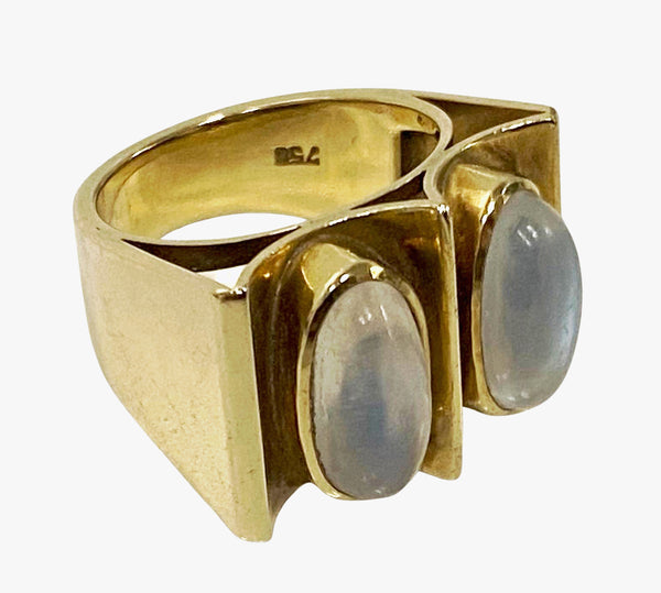 1970’s 18K Moonstone Modernism Ring.