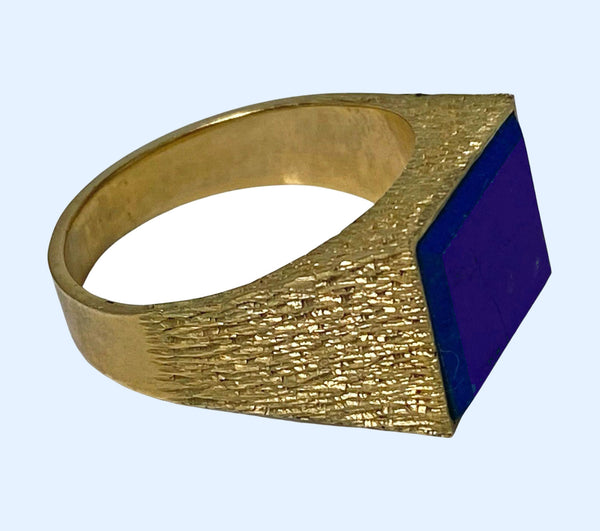 1970's Lapis Gold Ring Unisex