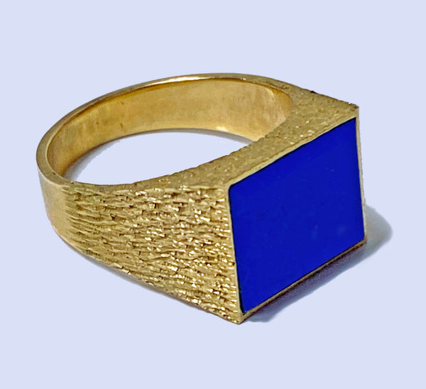 1970's Lapis Gold Ring Unisex