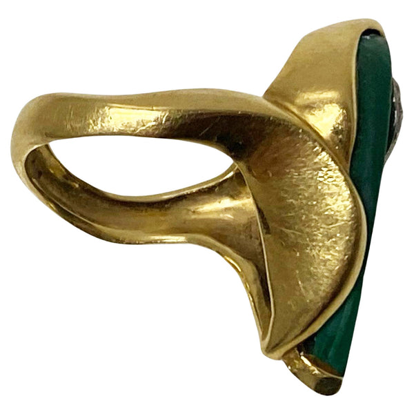 1970's 18ct Malachite Diamond Ring, possibly English