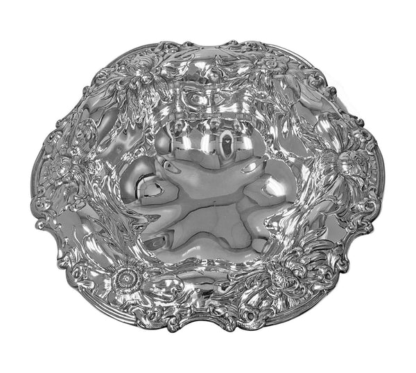 Gorham large Art Nouveau Sterling Silver Floral Decorated  Bowl C.1900