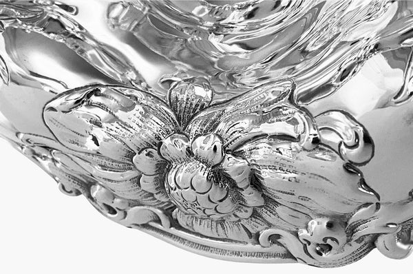 Gorham large Art Nouveau Sterling Silver Floral Decorated  Bowl C.1900