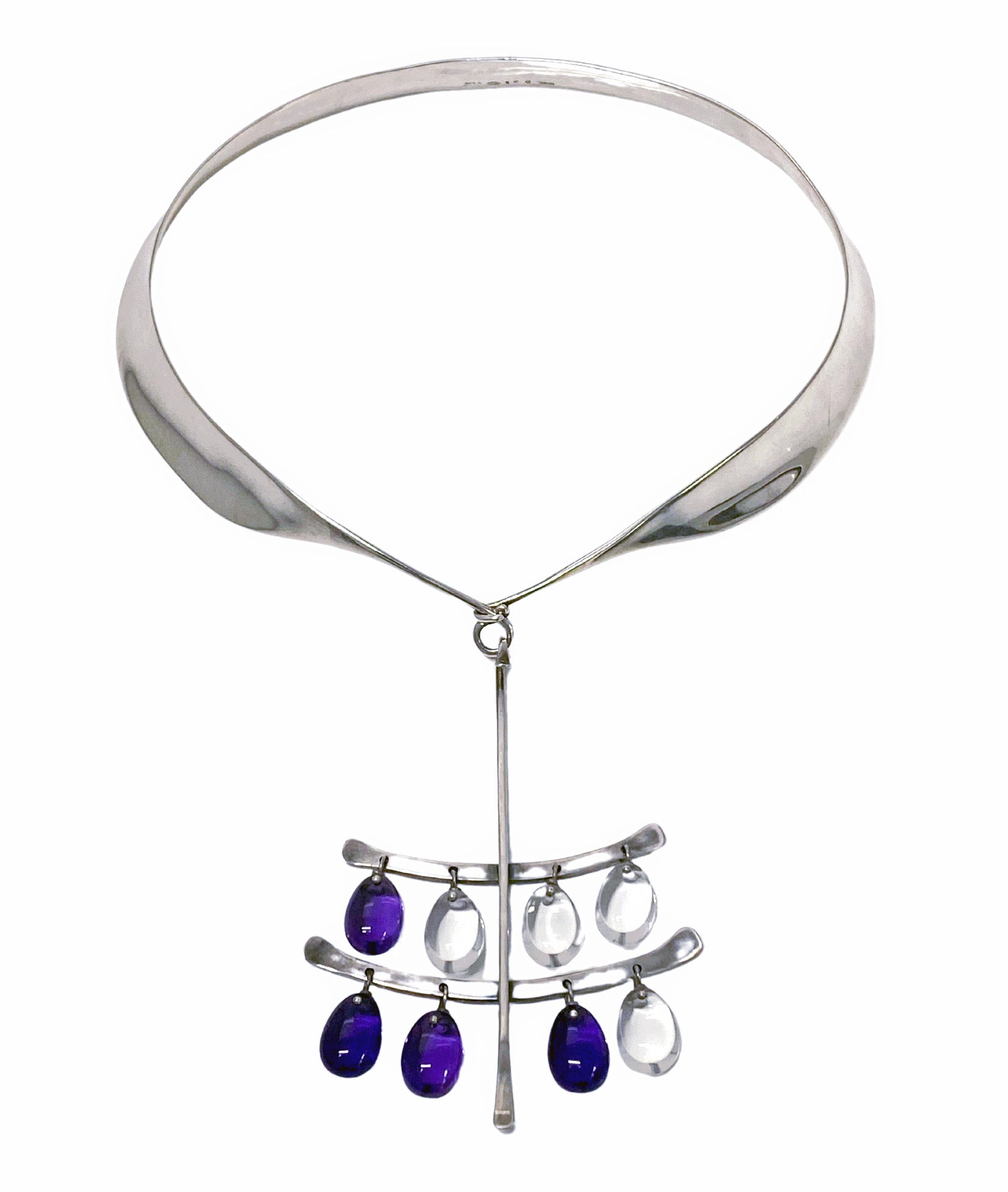 Georg Jensen Torun Sterling Amethyst Quartz Necklace, circa 1960