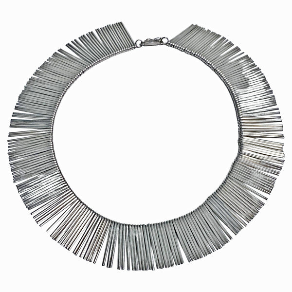 1970s Anton Michelsen Denmark Scandinavian Modernist Silver Fringe Necklace