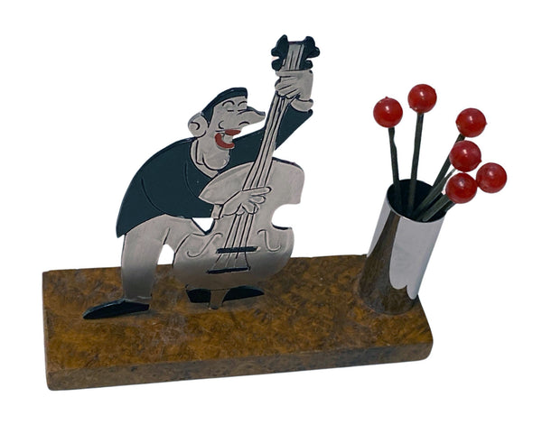 Rare French Art Deco Jazz Musician Cocktail Sticks Set, probably Sudre, C.1920
