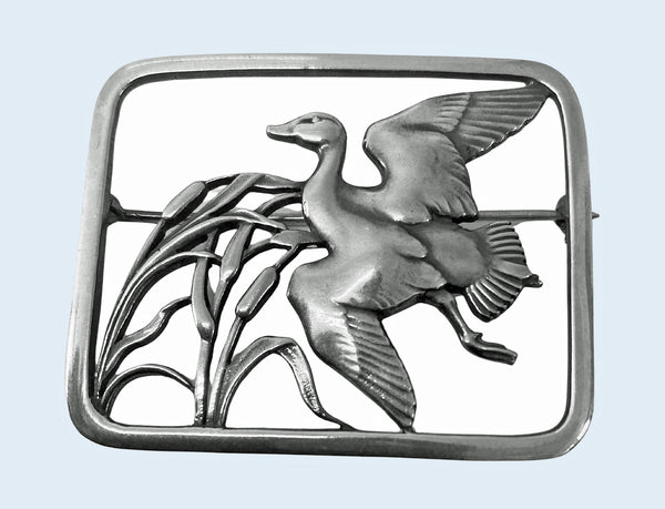Georg Jensen sterling silver Bird brooch designed by Hugo Liisberg No 300 design.