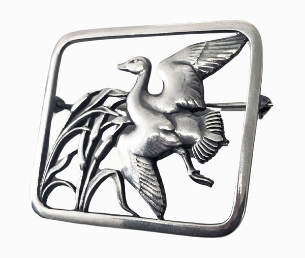 Georg Jensen sterling silver Bird brooch designed by Hugo Liisberg No 300 design.