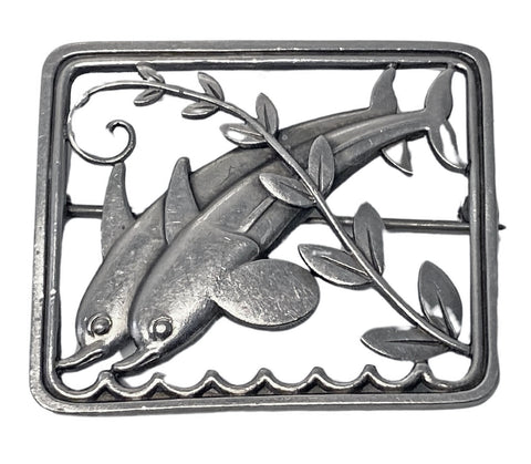 Georg Jensen Sterling Silver dolphin brooch No 251 C.1959