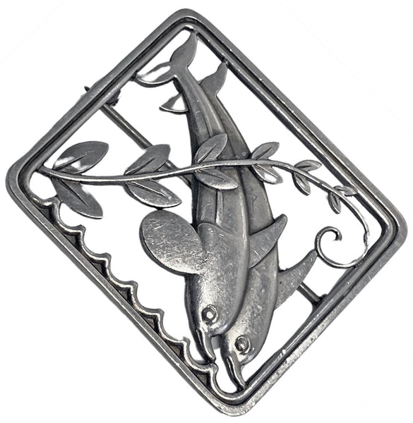 Georg Jensen Sterling Silver dolphin brooch No 251 C.1959