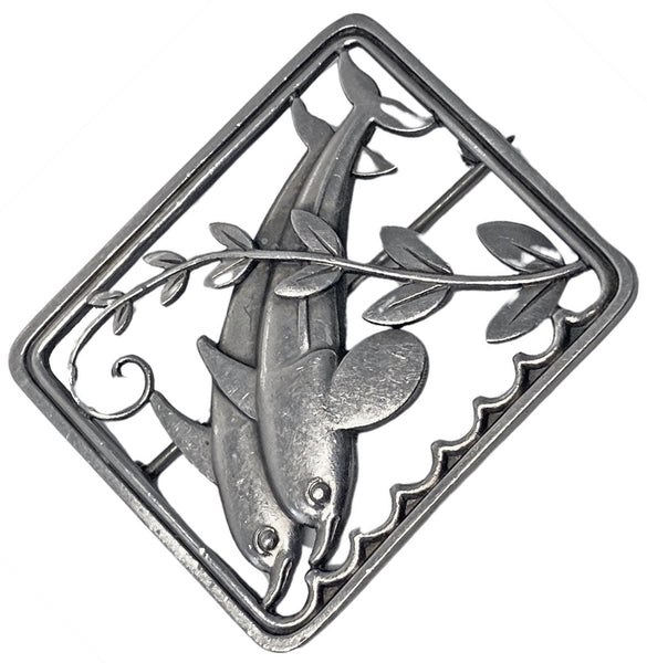 Georg Jensen Sterling Silver dolphin brooch No 251 C.1959