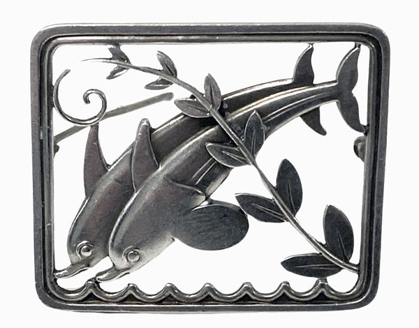 Georg Jensen Sterling Silver dolphin brooch No 251 C.1959