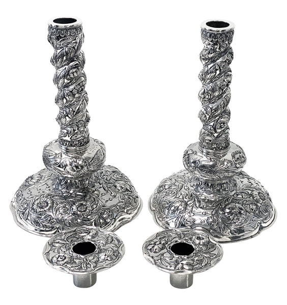 Antique Dutch Silver Candlesticks of late 17th century style, The Hague C.1840