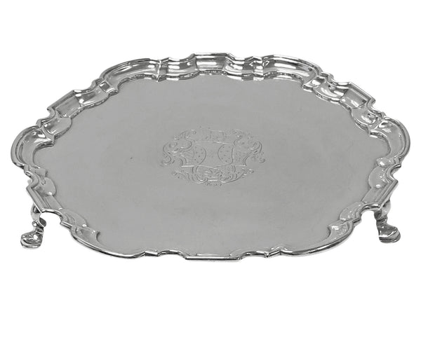 Georgian Silver Salver Tray London 1736 Gabriel Sleath