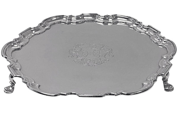 Georgian Silver Salver Tray London 1736 Gabriel Sleath