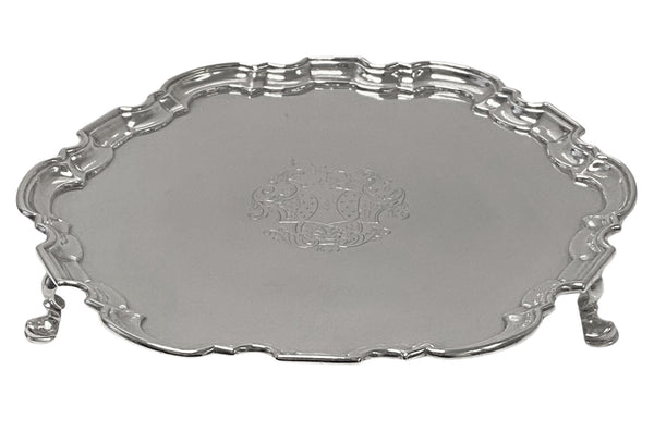 Georgian Silver Salver Tray London 1736 Gabriel Sleath