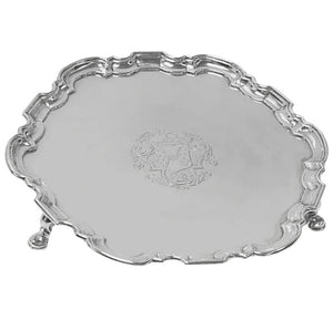 Georgian Silver Salver Tray London 1736 Gabriel Sleath