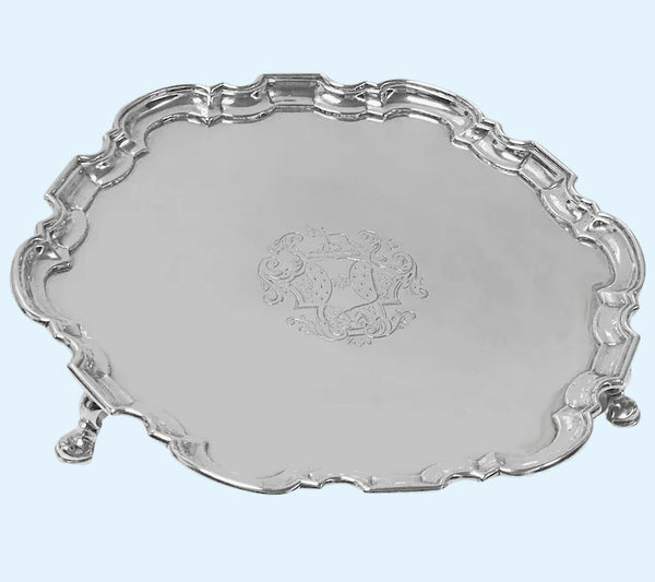 Georgian Silver Salver Tray London 1736 Gabriel Sleath