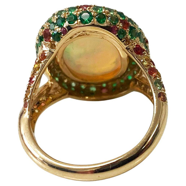 Opal, Tsavorite, Sapphire and Garnet 14K Gold Ring