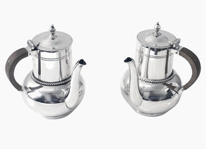 Antique English Silver bachelor's café-au-lait pair, London 1913 Wakely and Wheeler