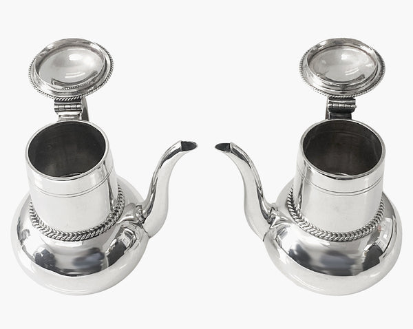 Antique English Silver bachelor's café-au-lait pair, London 1913 Wakely and Wheeler