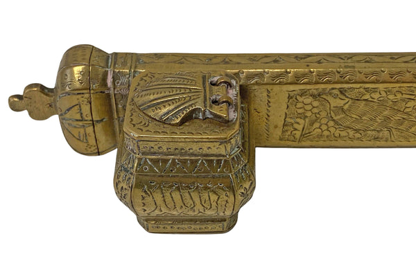 19th century brass decorated Middle Eastern Inkwell Qalamdan