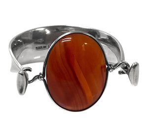 Georg Jensen Torun Red Agate Bangle No 203 C. 1960