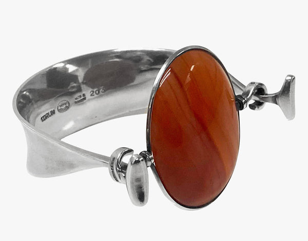 Georg Jensen Torun Red Agate Bangle No 203 C. 1960