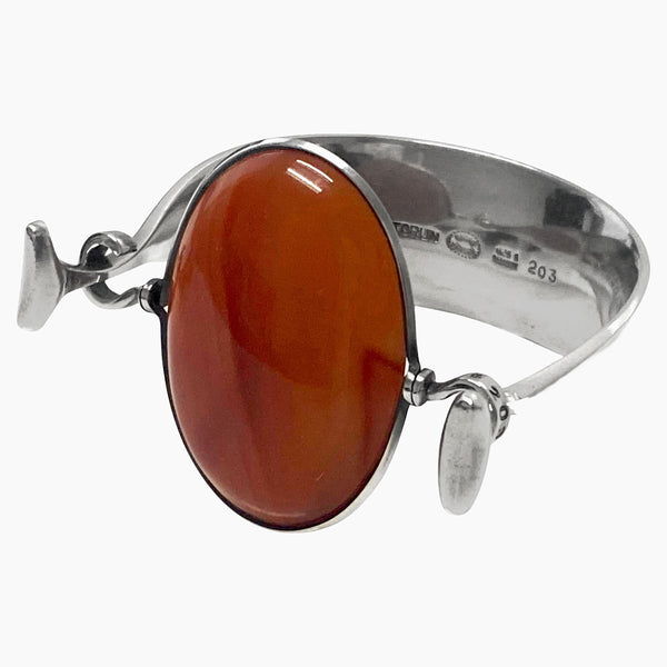 Georg Jensen Torun Red Agate Bangle No 203 C. 1960