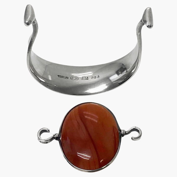 Georg Jensen Torun Red Agate Bangle No 203 C. 1960