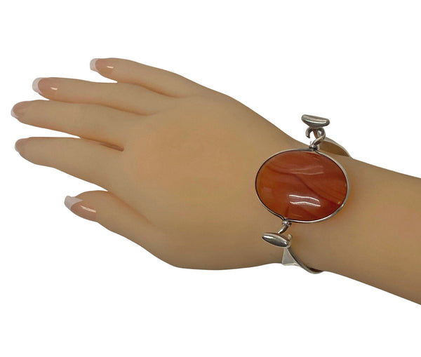 Georg Jensen Torun Red Agate Bangle No 203 C. 1960