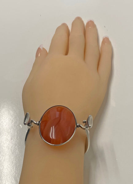 Georg Jensen Torun Red Agate Bangle No 203 C. 1960