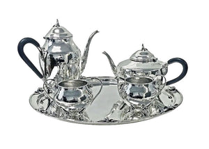 Carl Poul Petersen Sterling Silver Tea and Coffee Set with Tray C.1930