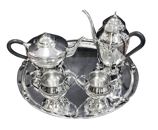 Carl Poul Petersen Sterling Silver Tea and Coffee Set with Tray C.1930