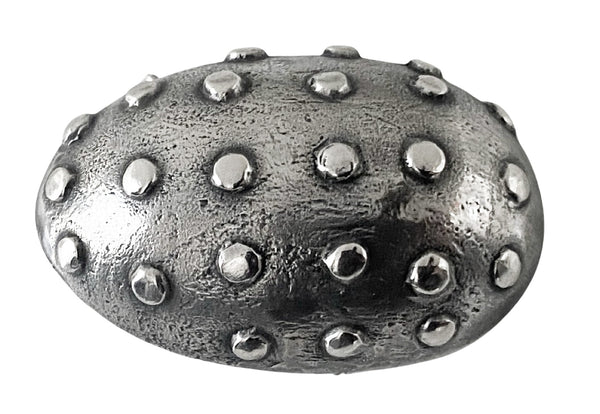 Mid century oxidised silver egg brooch, Sweden 1948