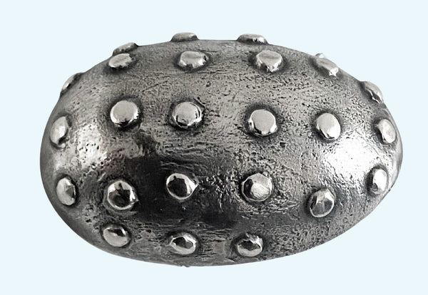 Mid century oxidised silver egg brooch, Sweden 1948