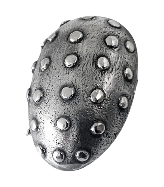 Mid century oxidised silver egg brooch, Sweden 1948